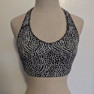 Victoria's Secret VSX Black White Alligator Print Sports Yoga Mesh Racerback Bra